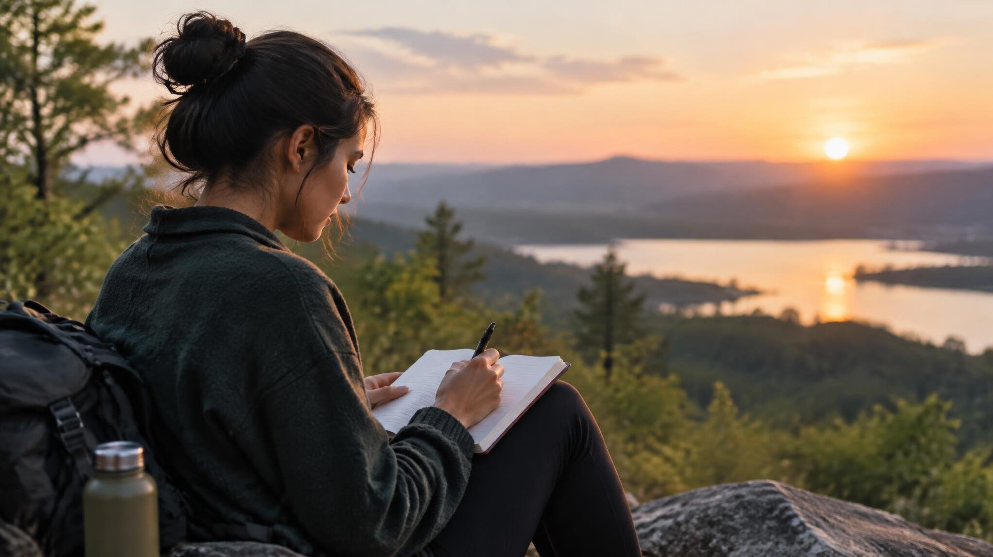 person writing in journal